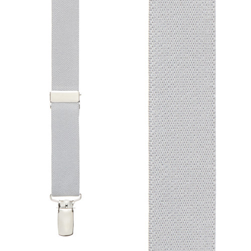 1 Inch Wide Clip Suspenders (X-Back) - LIGHT GREY
