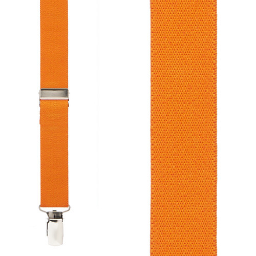 1 Inch Wide Clip Suspenders (X-Back) - ORANGE