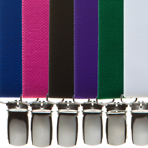 1 Inch Wide Clip Suspenders (X-Back) - Solid Colors