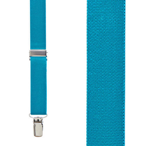 1 Inch Wide Clip Suspenders (X-Back) - TURQUOISE