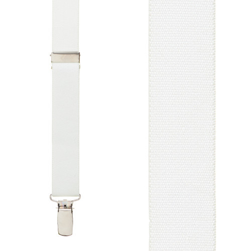 1 Inch Wide Clip Suspenders (Y-Back) - WHITE