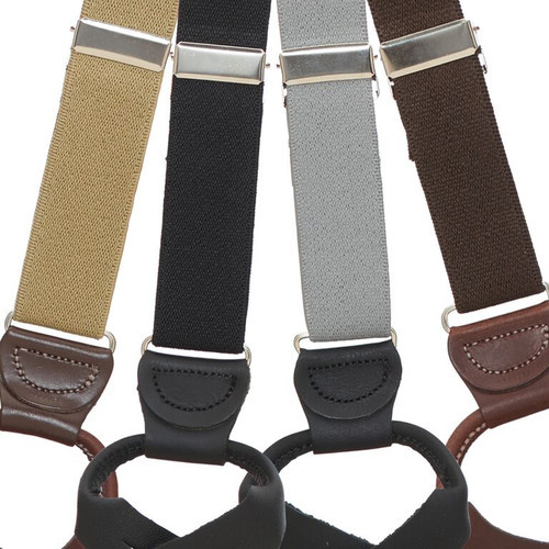 1 Inch Wide Solid Color Button Suspenders - Kids & Youth