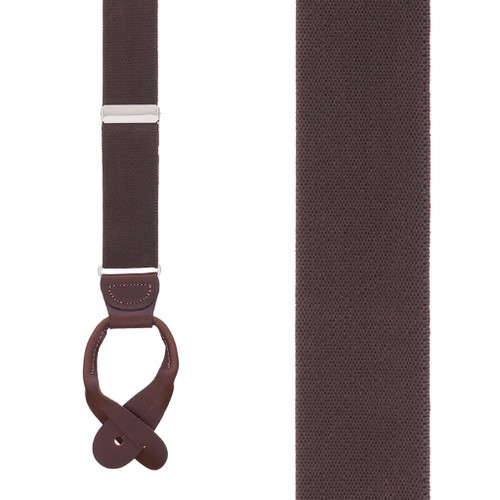 1.5 Inch Wide Button Suspenders - BROWN