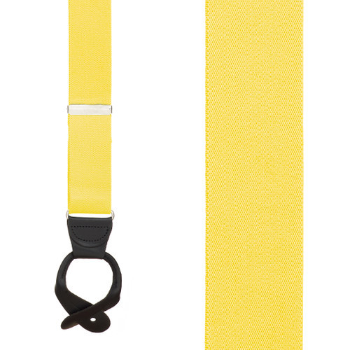 1.5 Inch Wide Button Suspenders - YELLOW