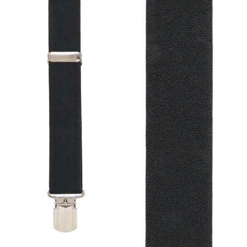 1.5 Inch Wide Pin Clip Suspenders - BLACK