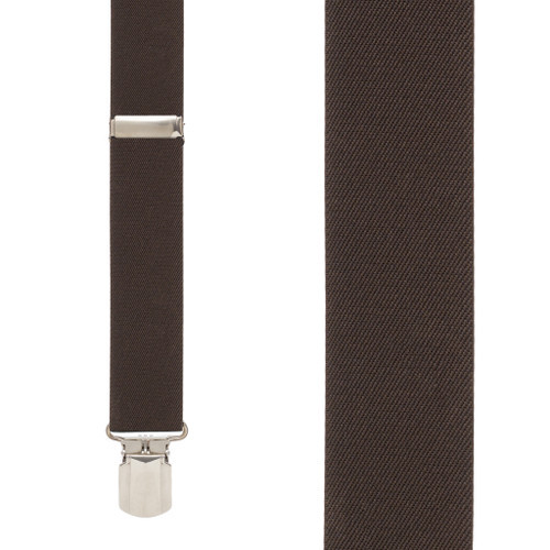 1.5 Inch Wide Pin Clip Suspenders - BROWN