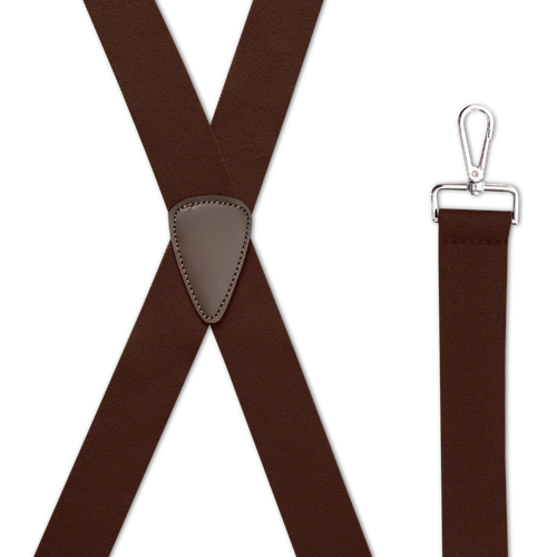 1.5 Inch Wide X-BACK Trigger Snap Suspenders - Brown