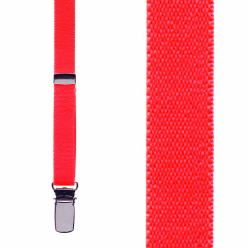 1/2 Inch Wide Skinny Suspenders - NEON RED