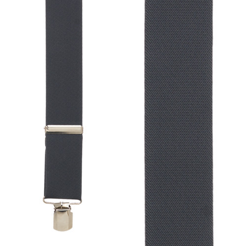 2 Inch Wide Pin Clip Suspenders - DARK GREY