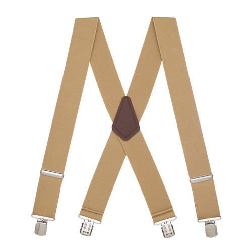 2 Inch Wide Pin Clip Suspenders - TAN