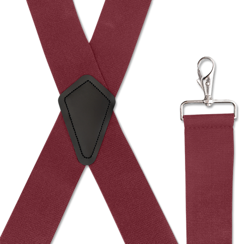 BURGUNDY 2 inch X-Back Suspenders - Trigger Snap