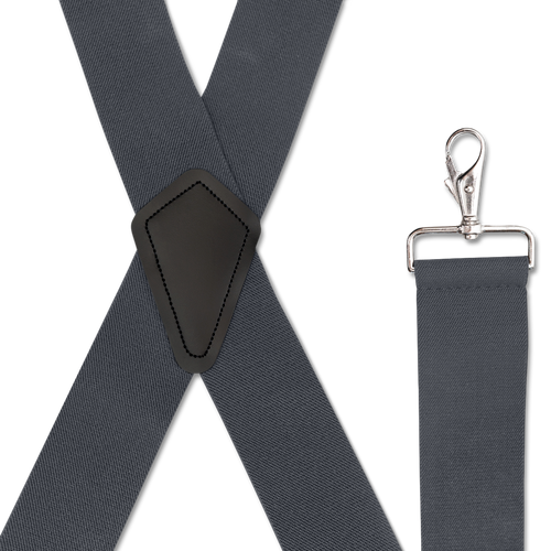 DARK GREY 2 inch X-Back Suspenders - Trigger Snap