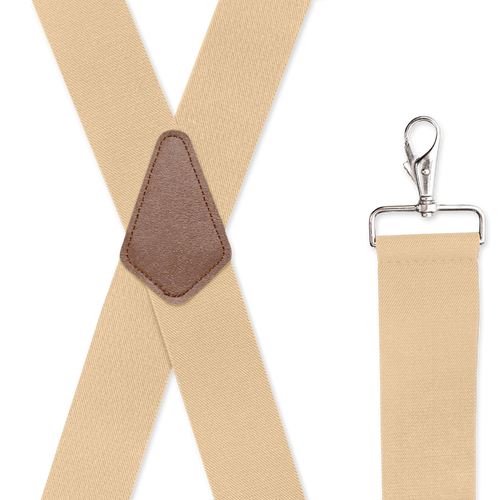 KHAKI 2 inch X-Back Suspenders - Trigger Snap