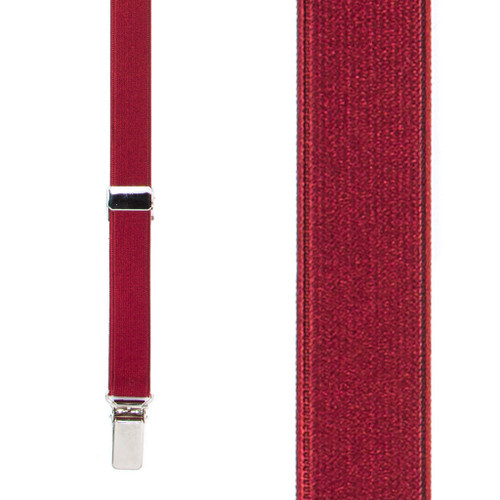 3/4 Inch Wide Thin Suspenders - BURGUNDY (Satin)