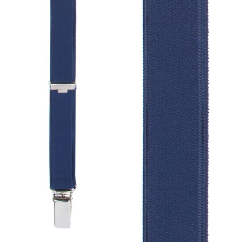 3/4 Inch Wide Thin Suspenders - NAVY BLUE (Satin)