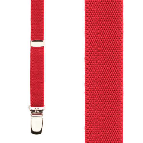 3/4 Inch Wide Thin Suspenders - RED (Matte)