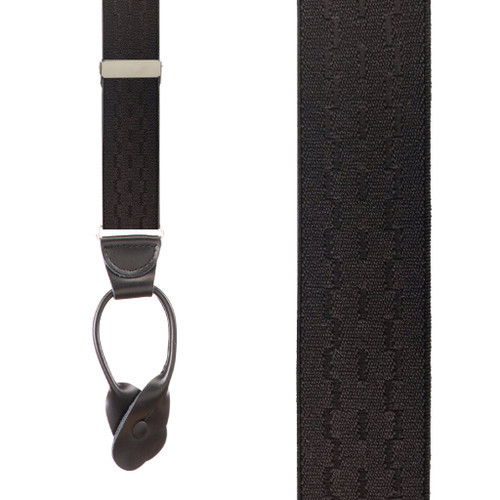 BLACK Jacquard New Wave Suspenders - Button