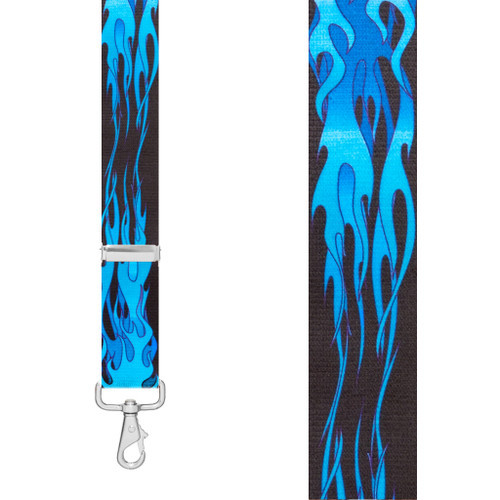 BLUE FLAMES 1.5-Inch Wide Trigger Snap Suspenders