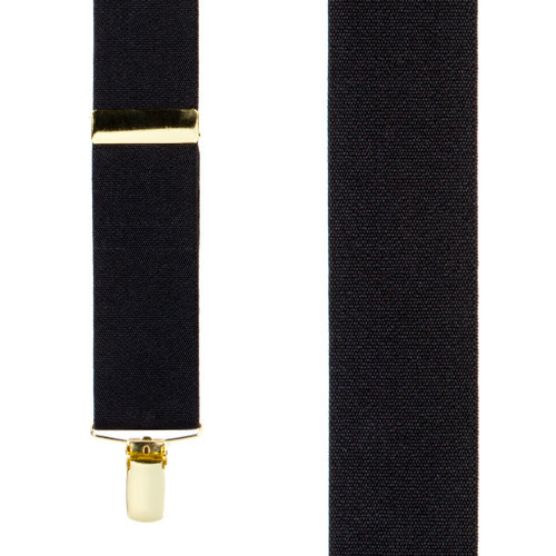 Black Brass Clip Suspenders - 1.5 Inch Wide