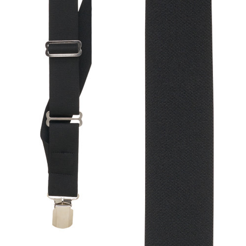 Black Side Clip Suspenders, 1.5-Inch Wide - Pin Clip