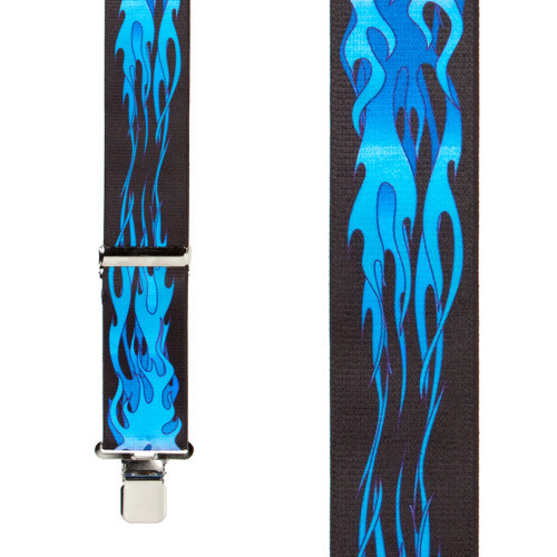 Blue Flames Suspenders - 2 Inch Wide Clip