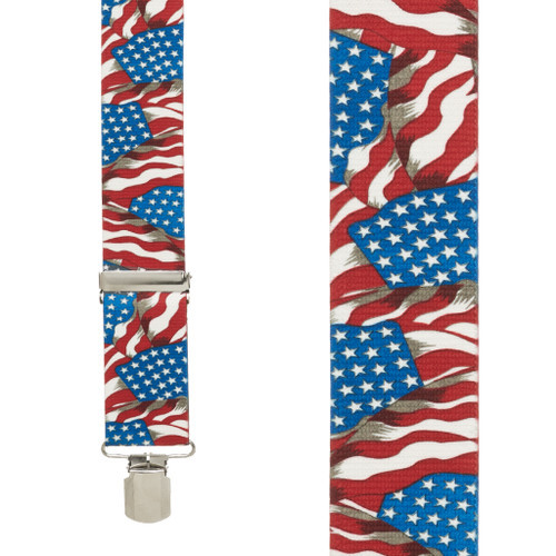 FLAG Suspenders - AMERICAN, 2-Inch Wide Pin Clip