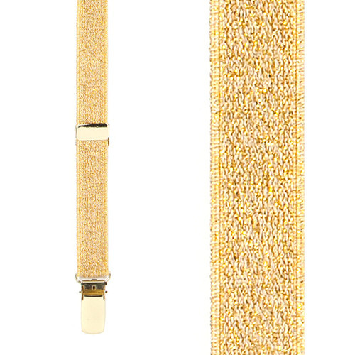 Gold Glitter Suspenders - 1 Inch Wide