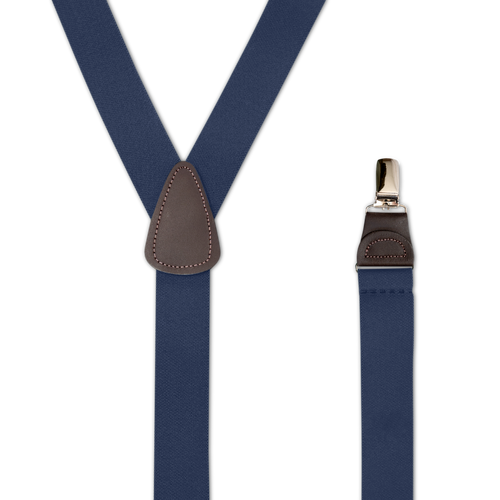 NAVY 1.25-Inch Elastic Y-Back (Brown Leather) - Finger Clip