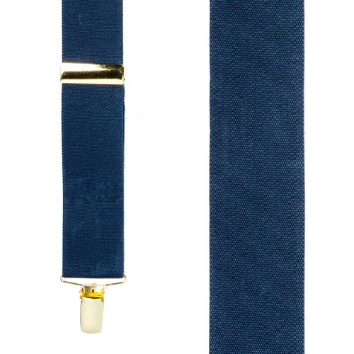 Navy Blue Brass Clip Suspenders - 1.5 Inch Wide
