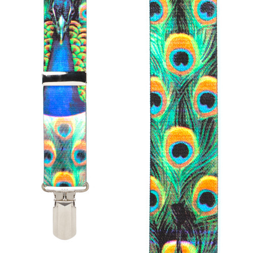 Peacock 1.5-Inch Small Pin Clip Suspenders