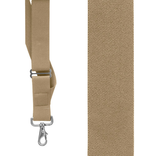 Tan Side Clip Suspenders, 1.5-Inch Wide - Trigger Snap