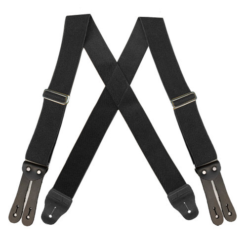 Button Logger Suspenders - 2-Inch Wide - BLACK