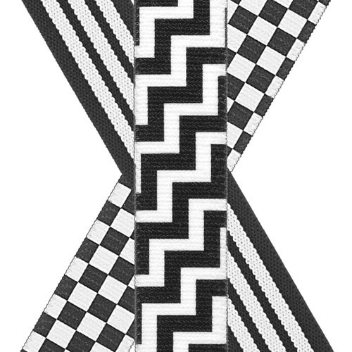 Y-Back Black & White Suspenders - 1 Inch Wide