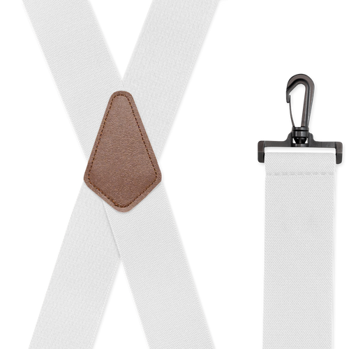 White AIRPORT FRIENDLY Suspenders - BuzzNot Clip