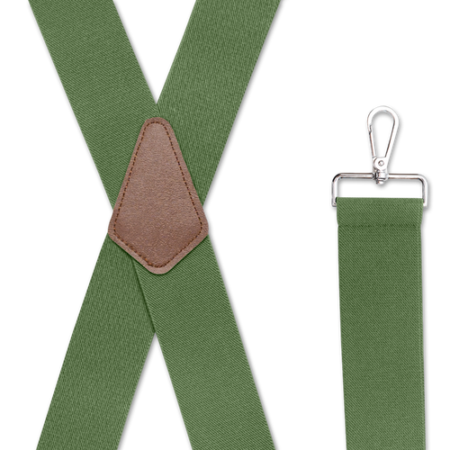 OLIVE GREEN 2 inch X-Back Suspenders- Trigger Snap