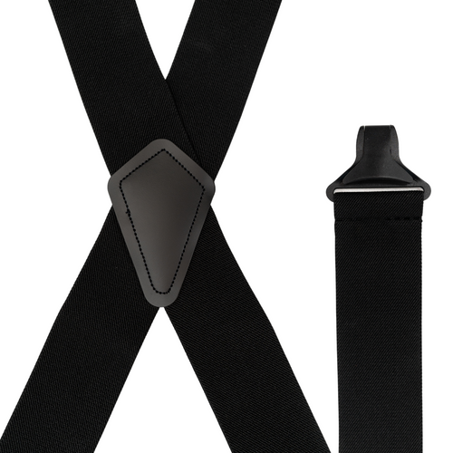 Black AIRPORT FRIENDLY Suspenders - BuzzNot Clip - 2 Inch