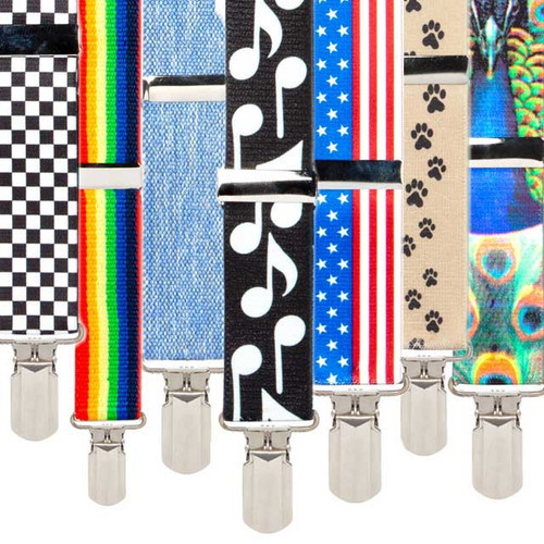 1.5 Inch Wide Novelty Pin Clip Suspenders
