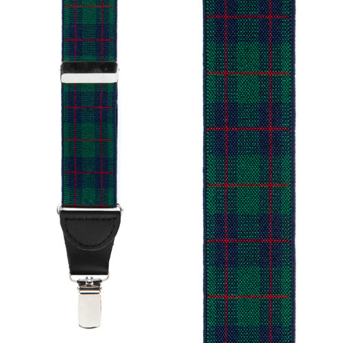 Green Plaid Suspenders - 1.5 Inch Wide Clip