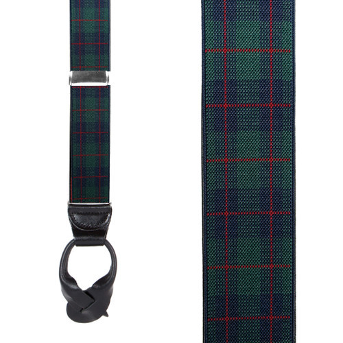 Grey Plaid Suspenders - 1.5 Inch Wide Clip