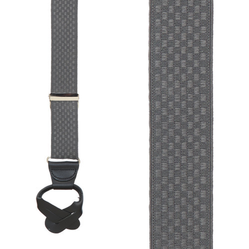 Grey Jacquard Suspenders - Checkered Button