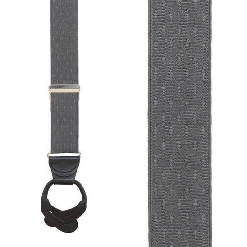 Grey Jacquard Suspenders - Petite Diamonds Button