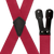 Button Logger Suspenders - 2-Inch Wide - X-Style -RED