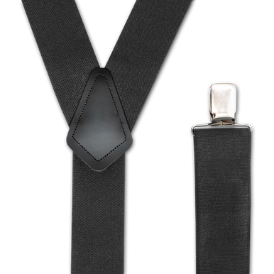 BLACK 2 inch Y-Back Suspenders - Strong Clips - Mars Suspenders