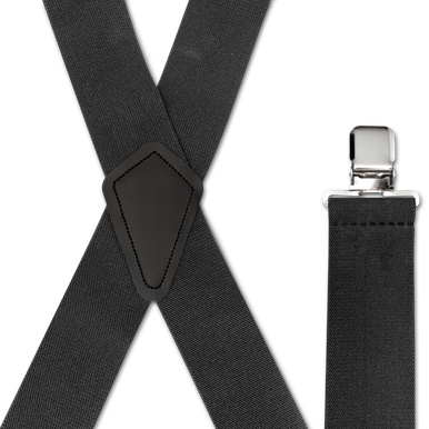 BLACK 2 inch X-Back Suspenders - Strong Clips - Mars Suspenders