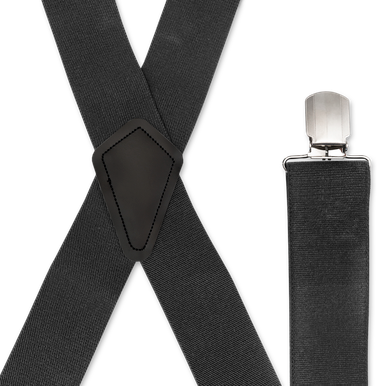 BLACK 2 inch X-Back Suspenders - Two Pin Clips - Mars Suspenders