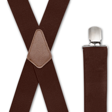 DARK BROWN 2 inch X-Back Suspenders - Two Pin Clips - Mars Suspenders