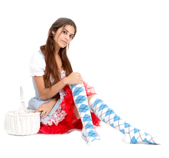 Standard Knee High Socks with White Stripes Sports Costume Party