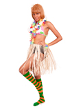 hula girl green orange striped knee socks