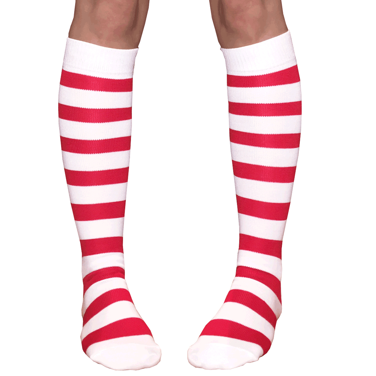 Striped White/Royal Blue Knee High Socks
