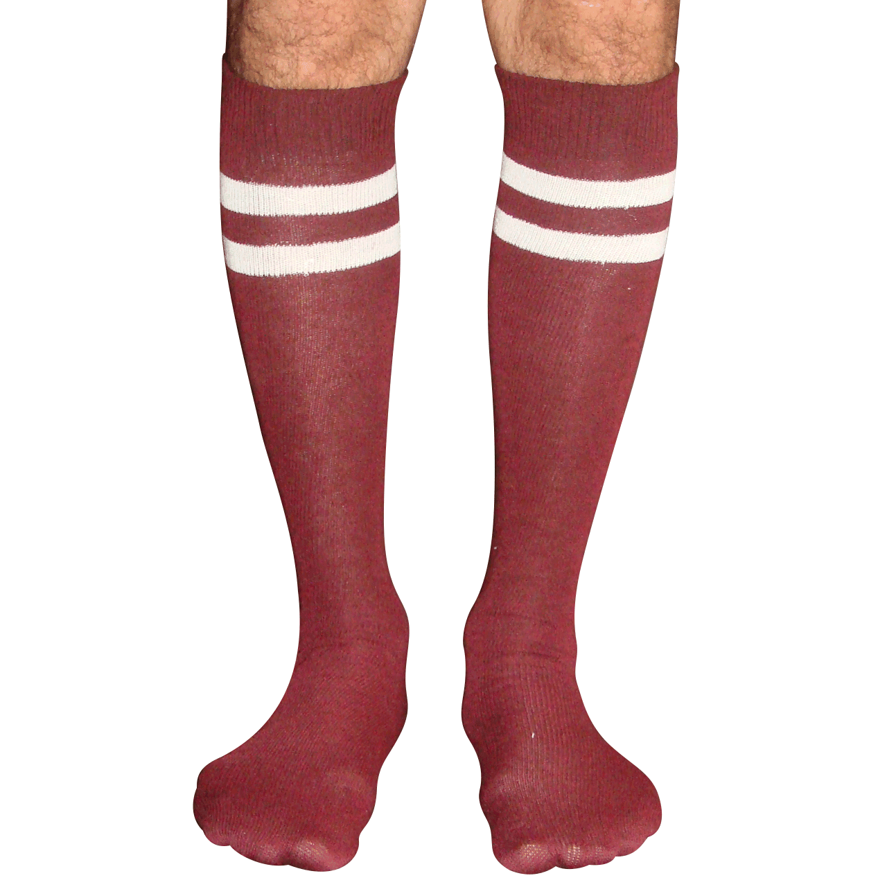 Striped Maroon Tube Socks - Made in USA